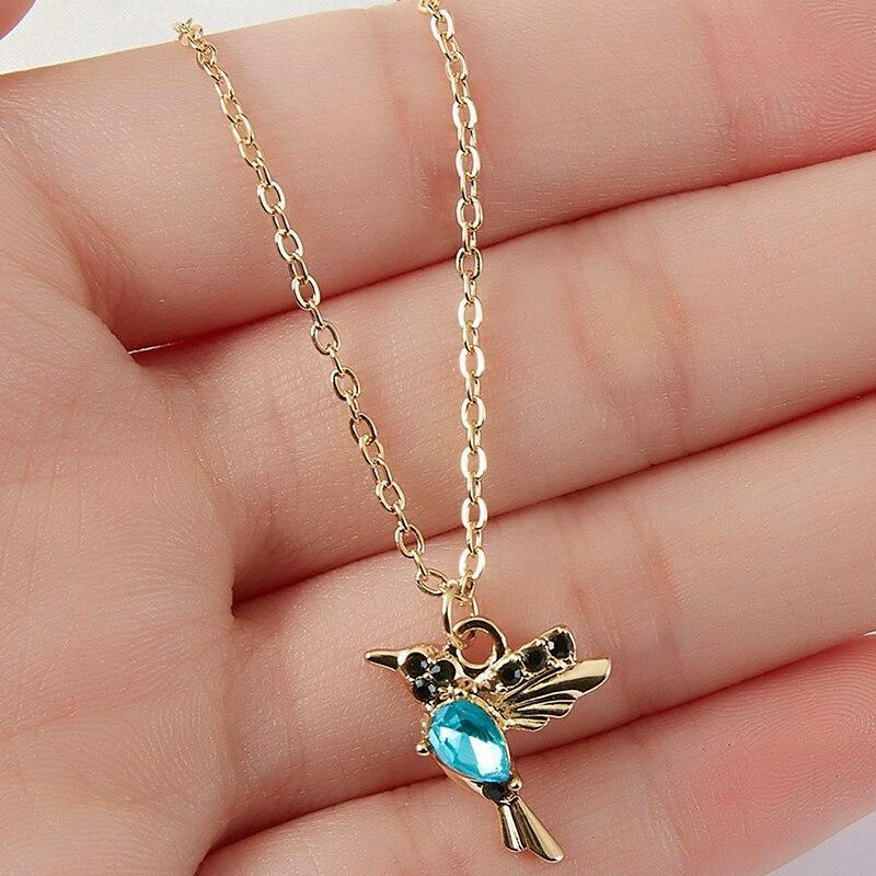 Enamel and zirconite hummingbird necklace