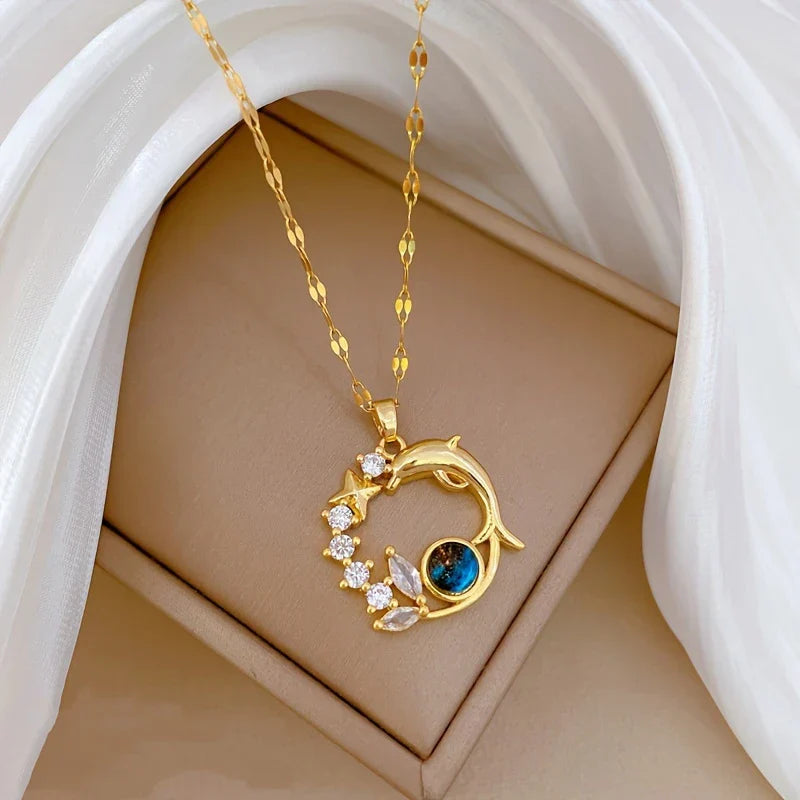 Elegant Necklace with Dolphin Star