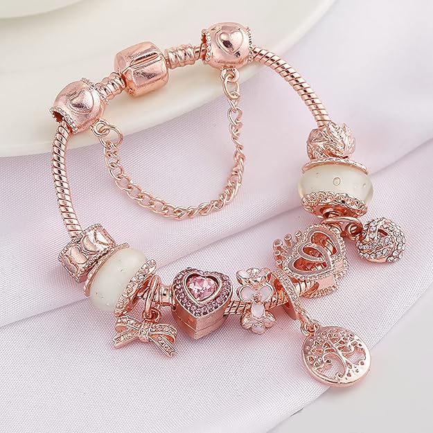 Silver Rose Dreamcatcher Bracelet with Included Charms