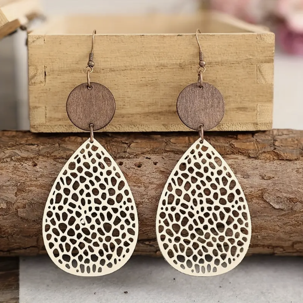 Vintage leather drop earrings