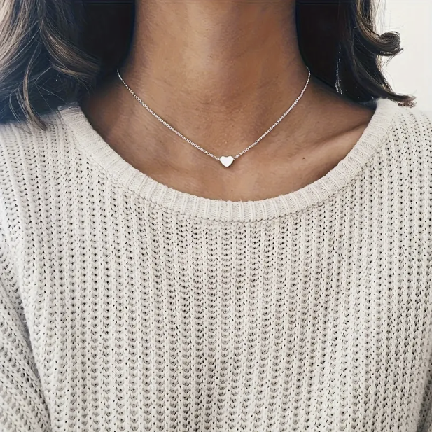 Silver and Gold-Tone Heart Pendant with Necklace