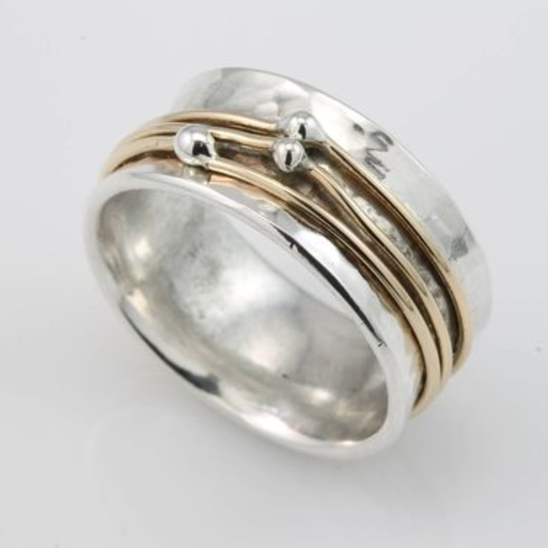 Elena - Vintage Silver Ring with Gold-Tone Plating