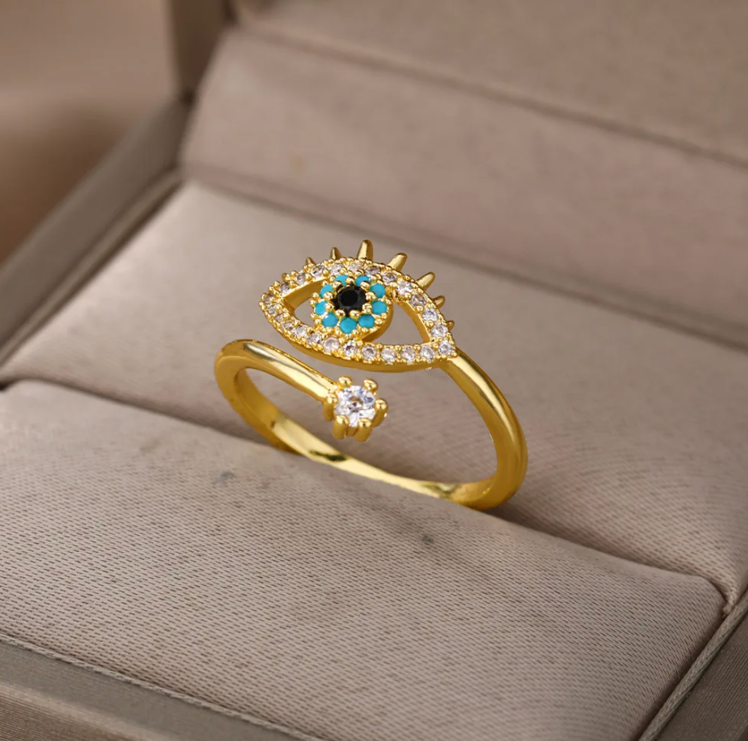 Gold-Plated Evil Eye Ring