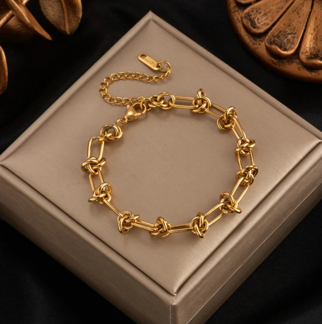 Gold-Tone Bracelet with Modernist Chain