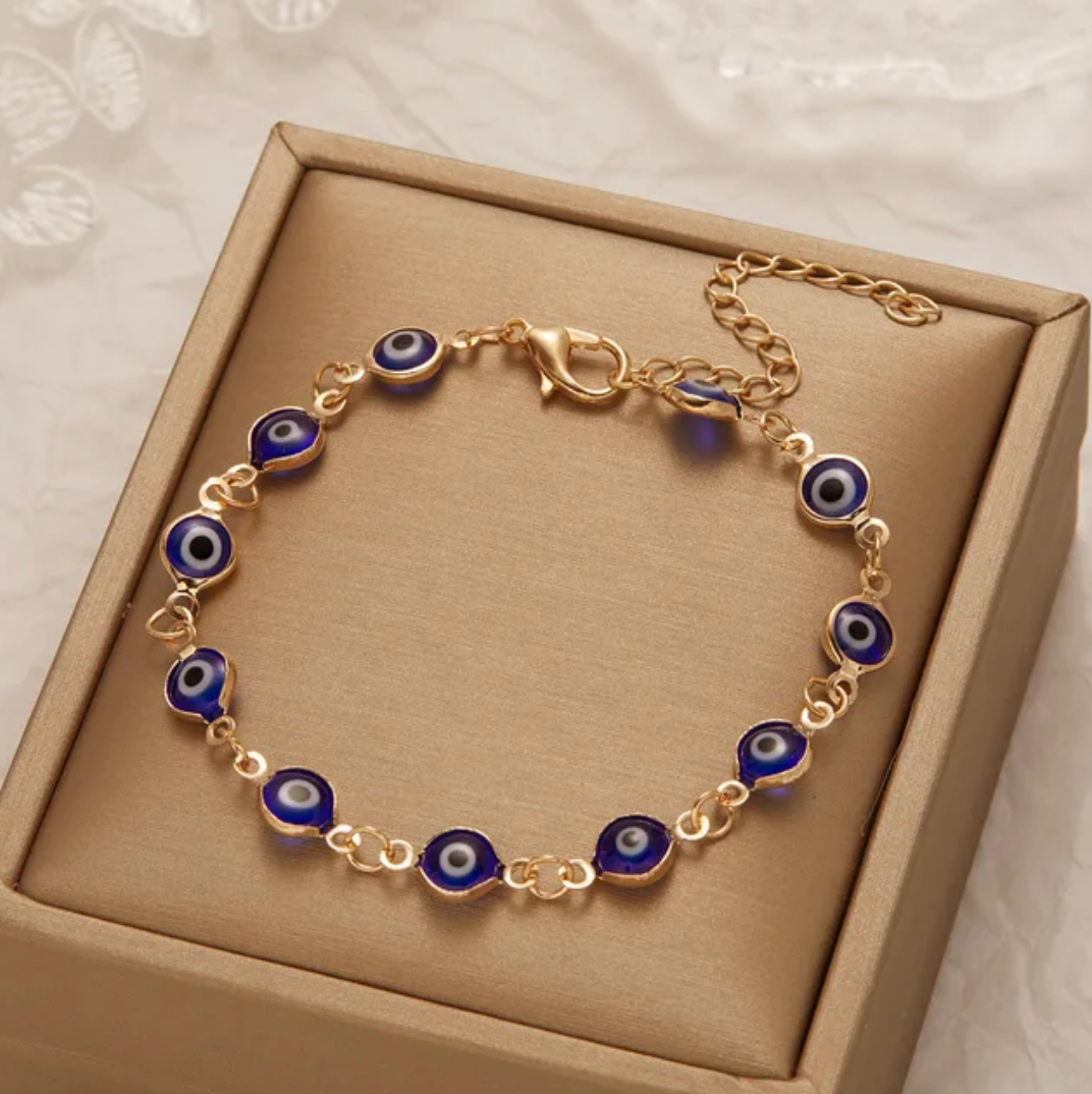Fine Gold-Plated Blue Evil Eye Bracelet