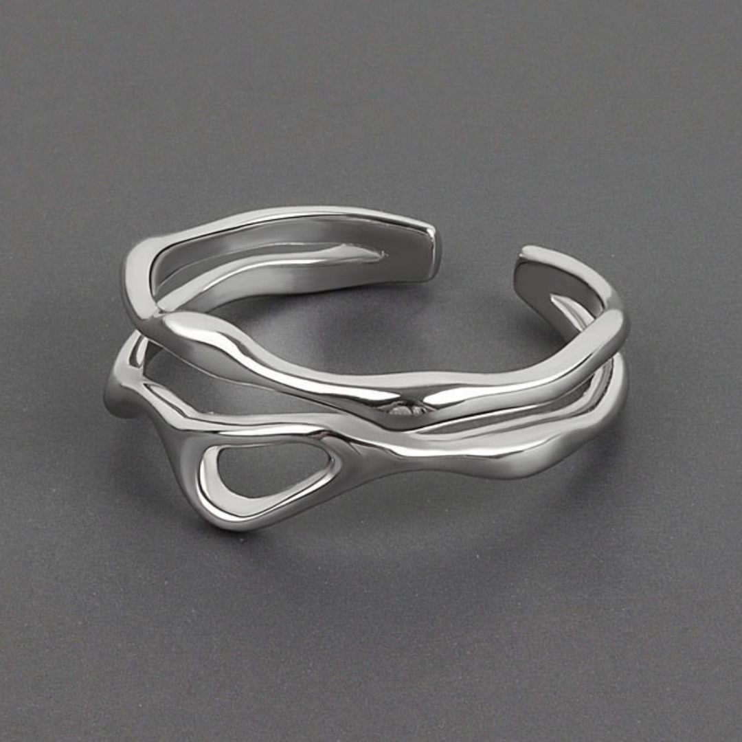 Adjustable 925 silver ring in tree branch shape