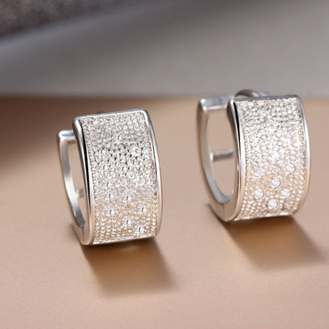 Wide engraved 925 silver earrings