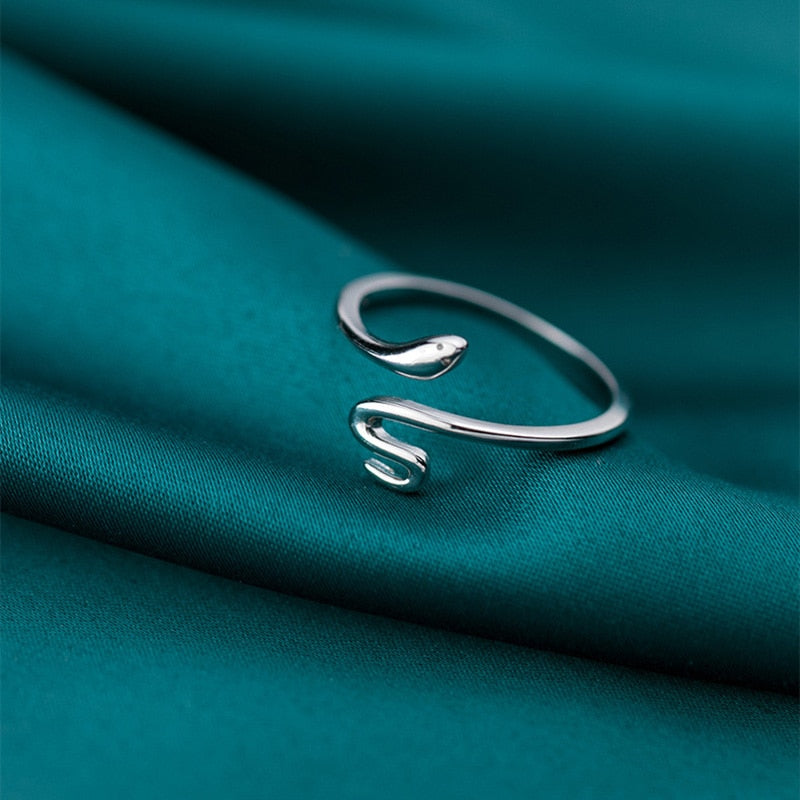 Adjustable 925 silver snake-shaped ring