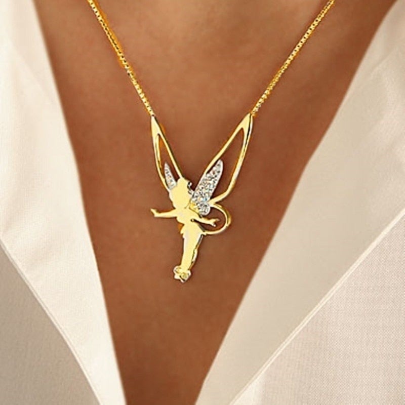 Silver and Gold-Tone Lucky Fairy Necklace