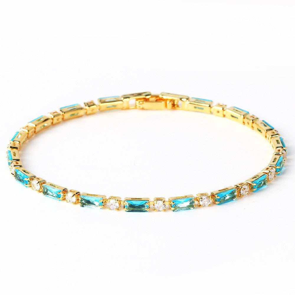 Natural Turquoise Stone Bracelet | Gold-Tone