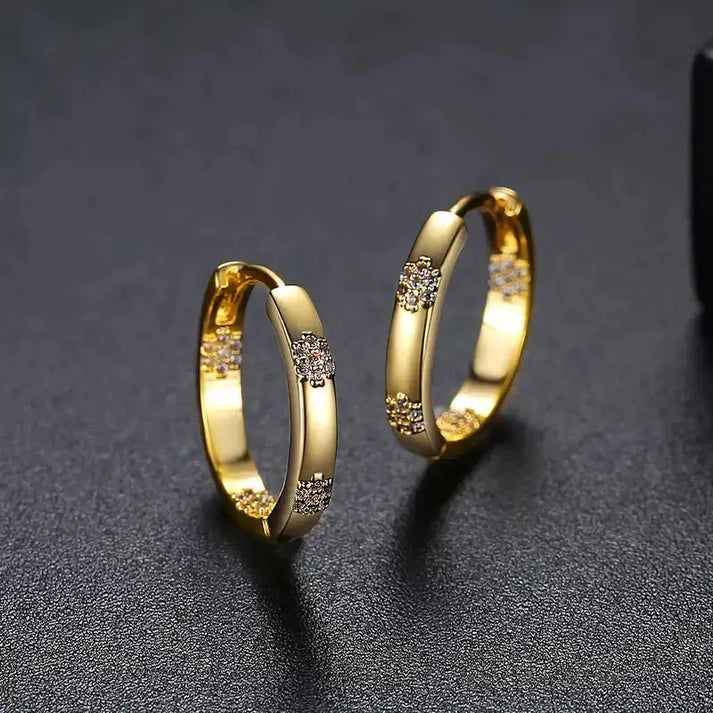 Vintage Gold-Tone Flower Hoop Earrings