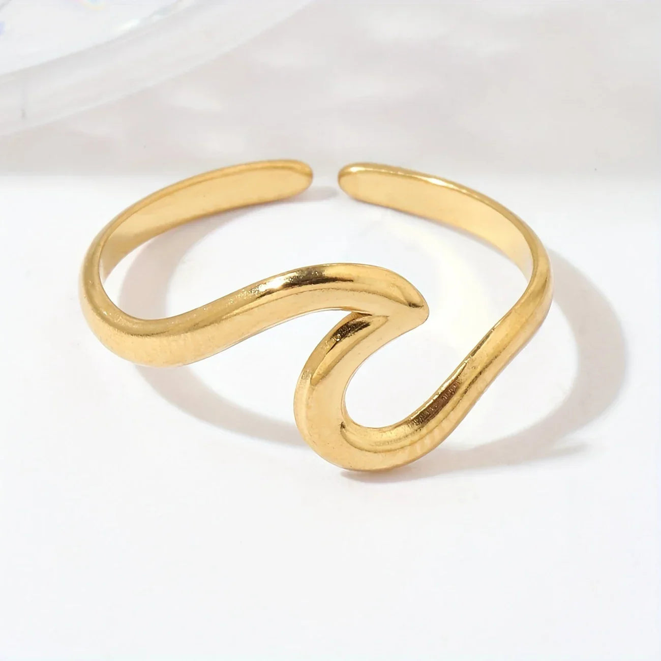 Adjustable Gold-Tone Wave Design Ring