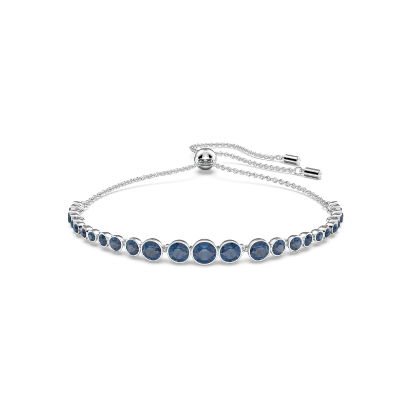 Round Cut Sapphire Tennis Bracelet | White Gold-Tone
