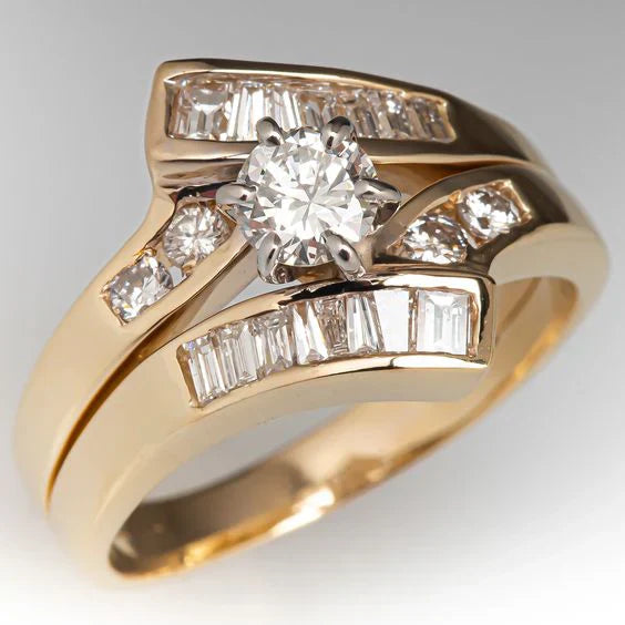 Vintage Gold-Tone Ring with Clear Crystal