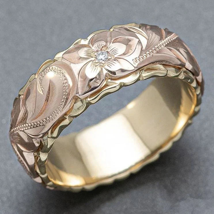 Vintage Gold-Tone Rose Flower Ring