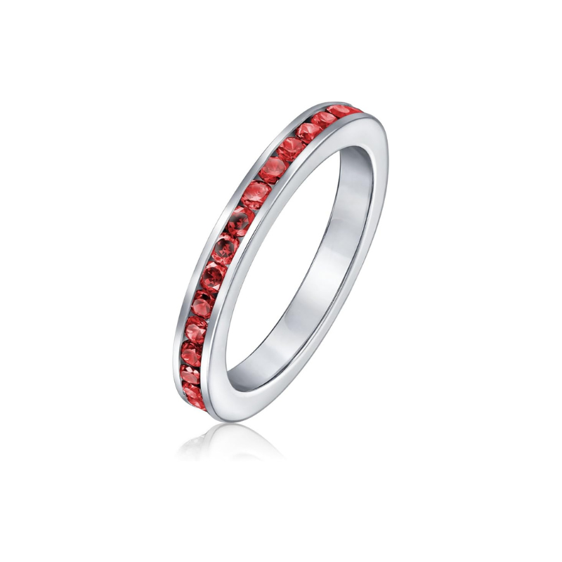 Ruby Eternity Band Ring | White Gold-Tone