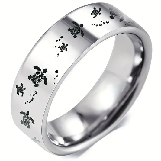 Elegant Silver Sea Turtle Ring