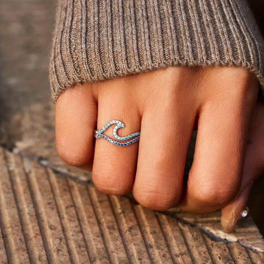 Brilliant Ocean Wave Ring