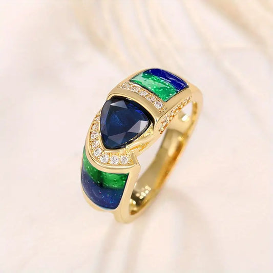 Elegant Bohemian Style Triangular Cut Ring