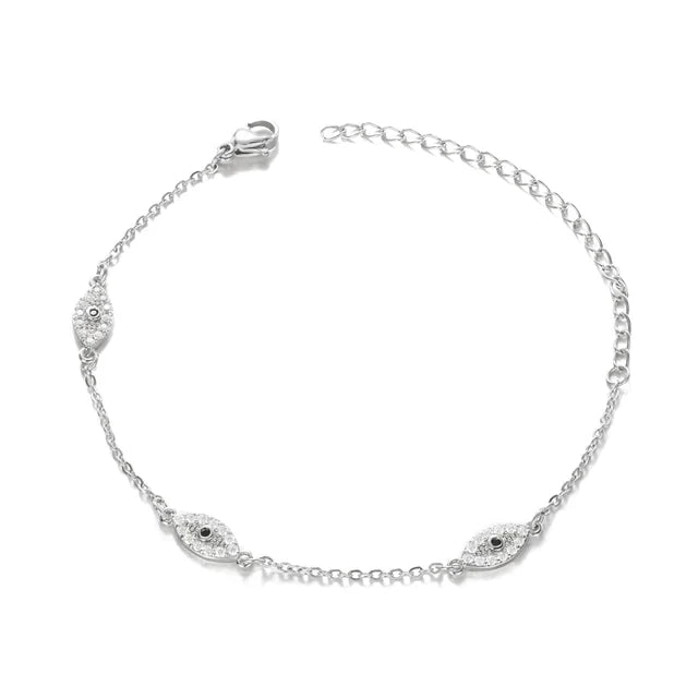 Evil Eye Bracelet with Clear Crystal Accents
