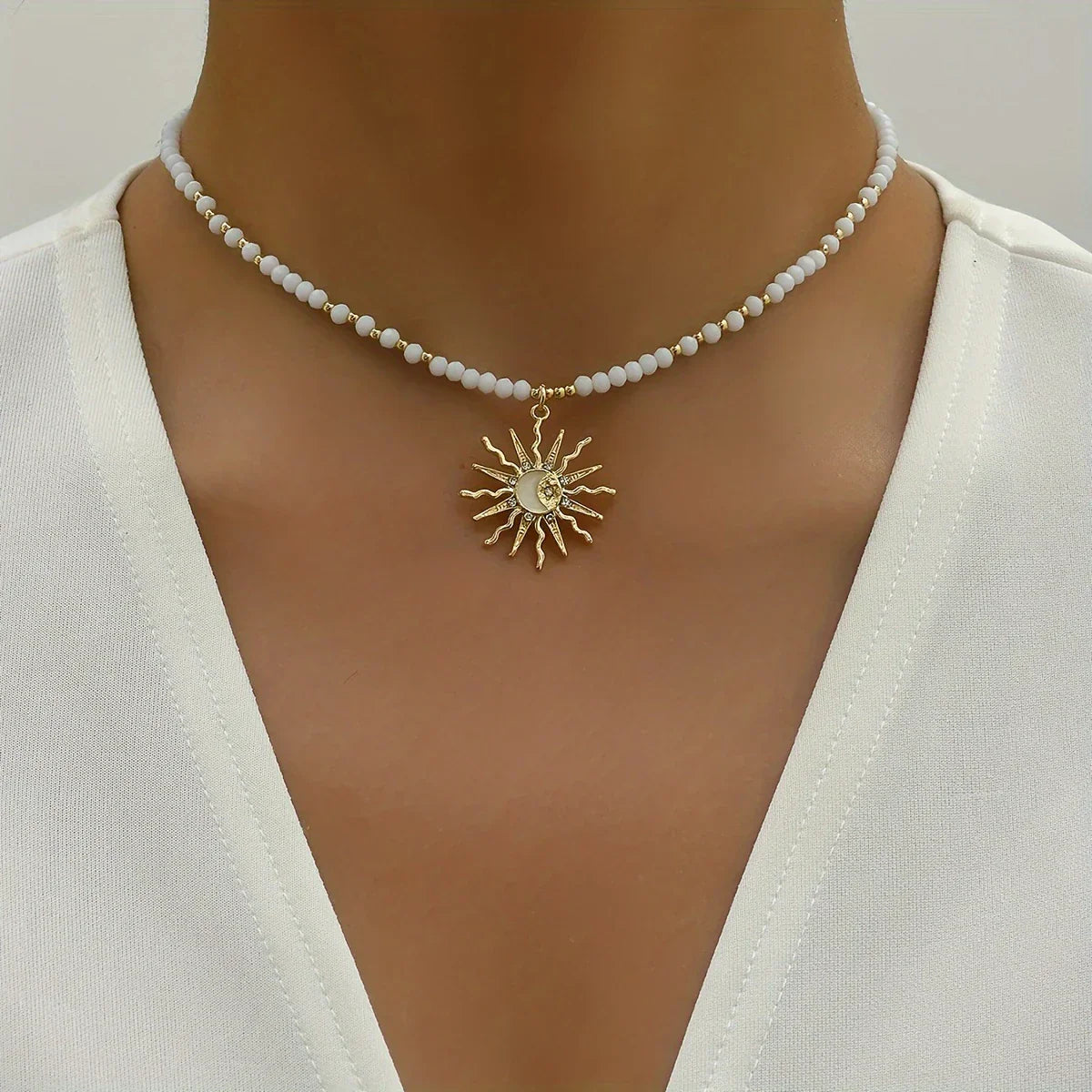Waterproof Bohemian Style Golden Sun Necklace