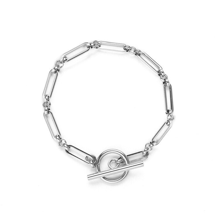 Link T-Bar Bracelet | White Gold-Tone