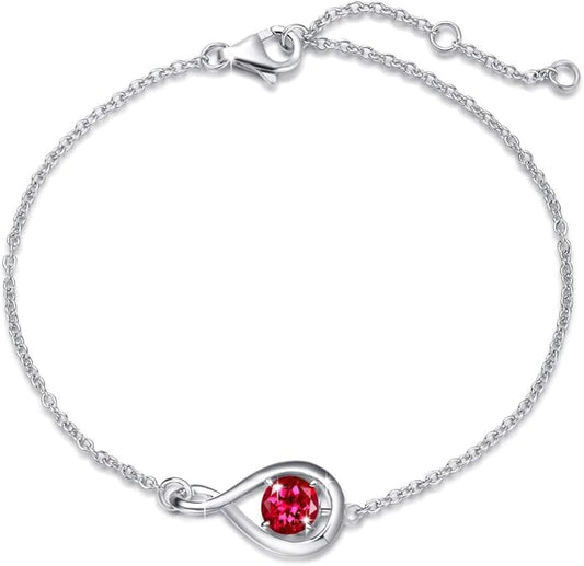 Ruby Infinity Bracelet | White Gold-Tone