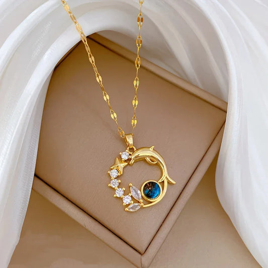 Elegant Necklace with Dolphin Star