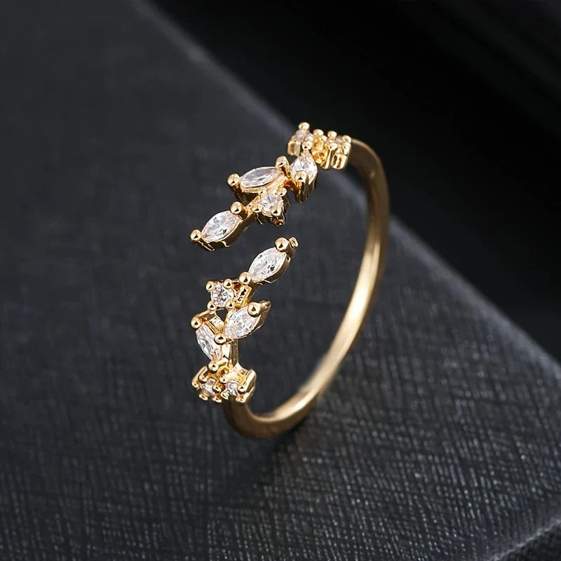 Gold-Tone Ring with Synthetic Zirconia Mosaic
