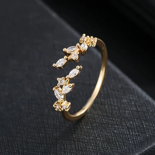 Gold-Tone Ring with Synthetic Zirconia Mosaic