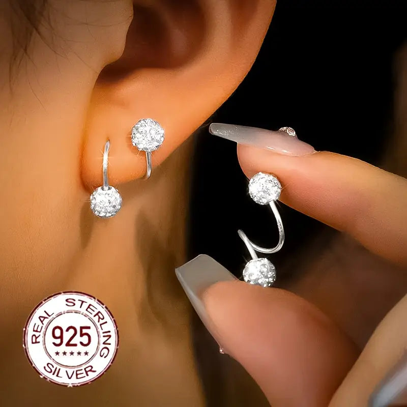 Super Bright Double-Headed Spiral Earrings with Zirconia