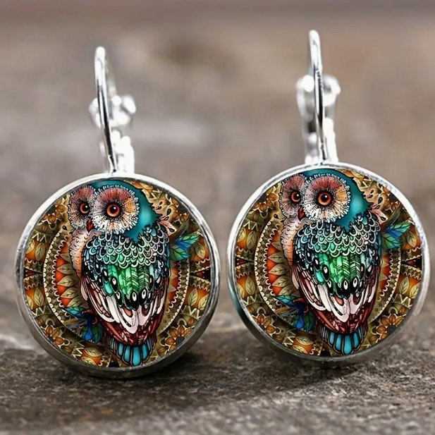 Vintage silver owl earring