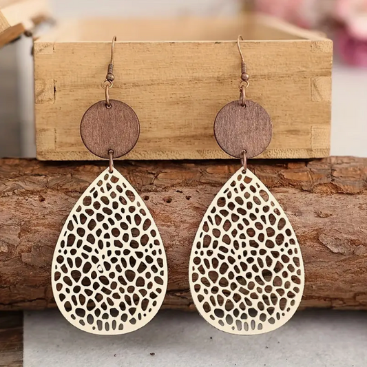 Vintage leather drop earrings