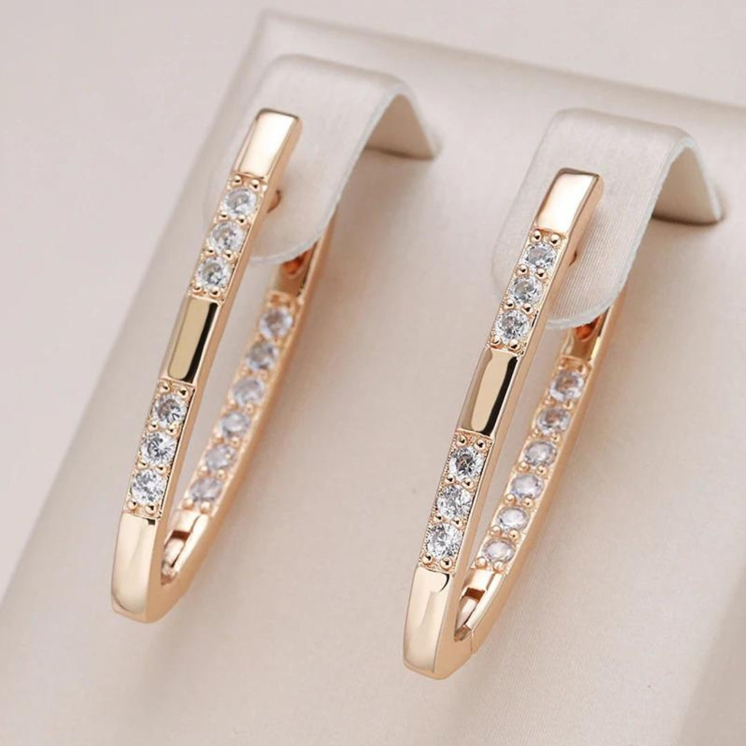 Elegant Gold-Tone Zirconia Earrings