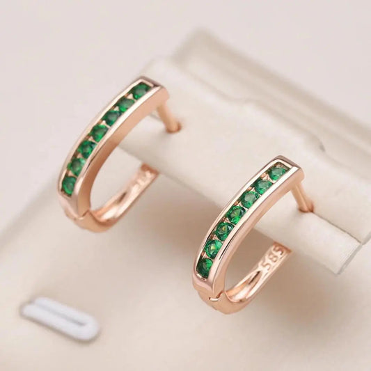 Gold-Tone Earrings with Emerald Clear Crystal