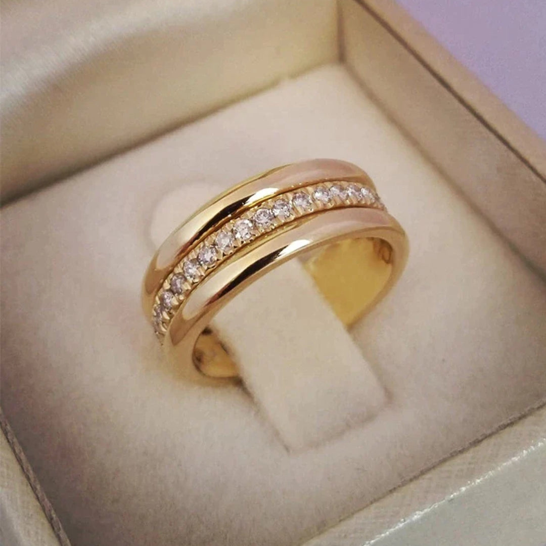 Double Ring with Inlaid Zirconias