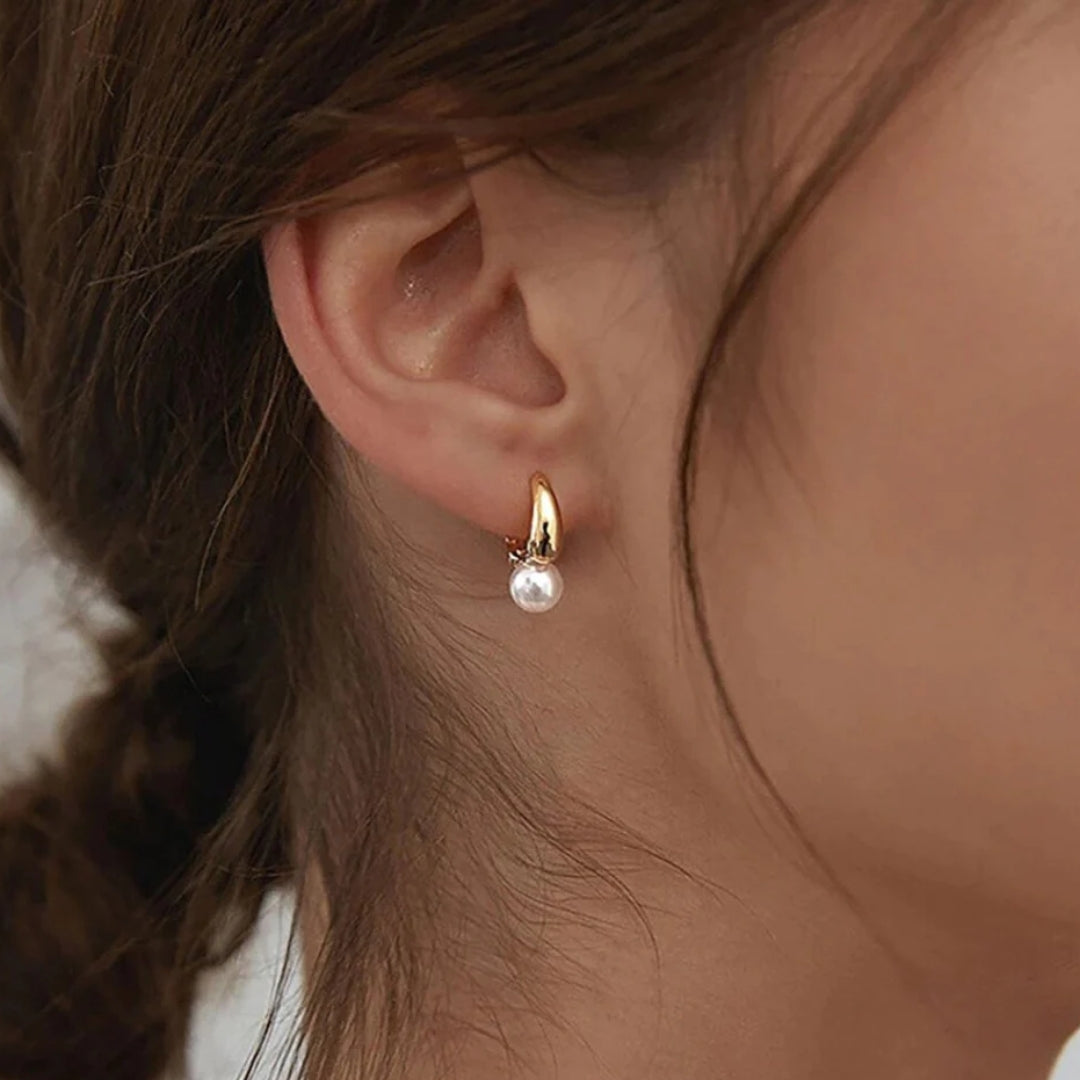 Gold-Tone Small Pearl Earrings