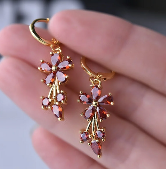 Gold-Plated Flower Drop Earrings