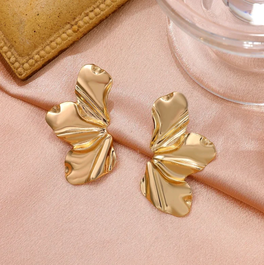 Gold-Plated Half-Flower Shaped Earrings