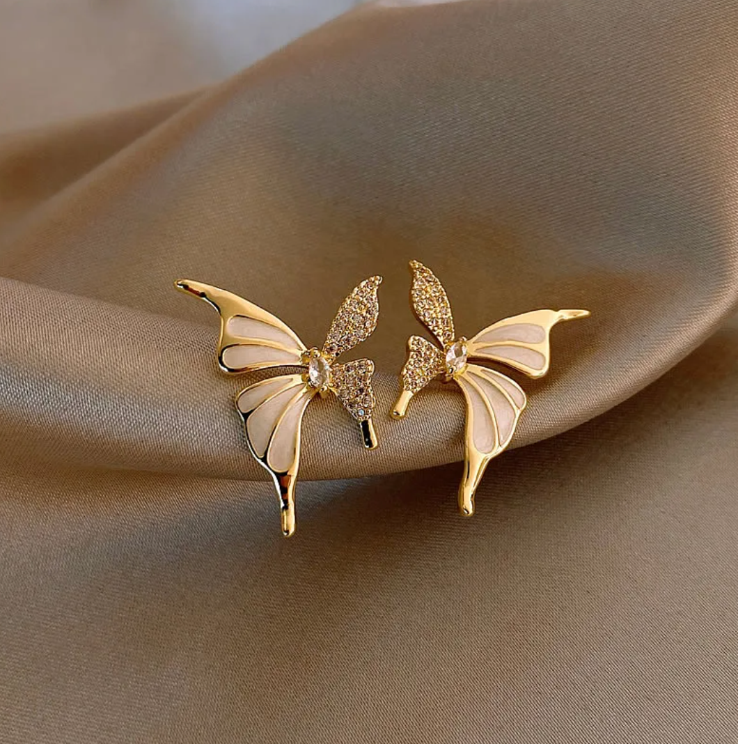 18-karat golden-plated butterfly stud earrings