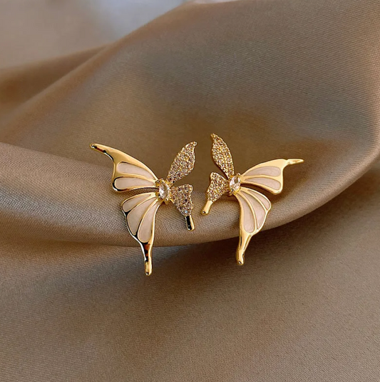 18-karat golden-plated butterfly stud earrings