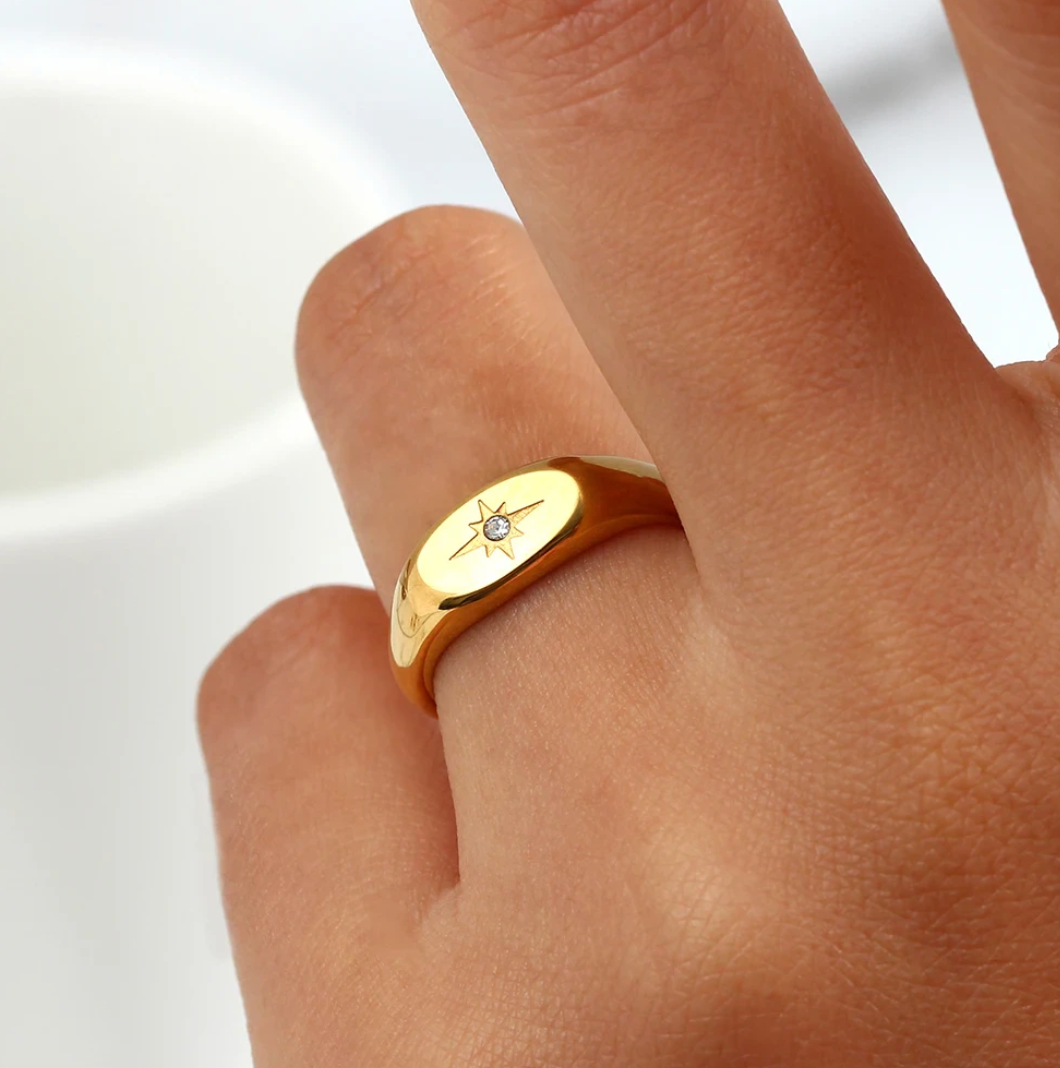 Gold-Plated North Star Ring