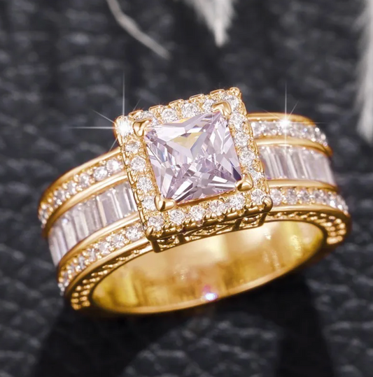Gold-Tone Ring with Luxury Crystal