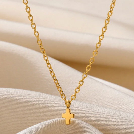 Gold-Plated Necklace with a Small Cross Charm