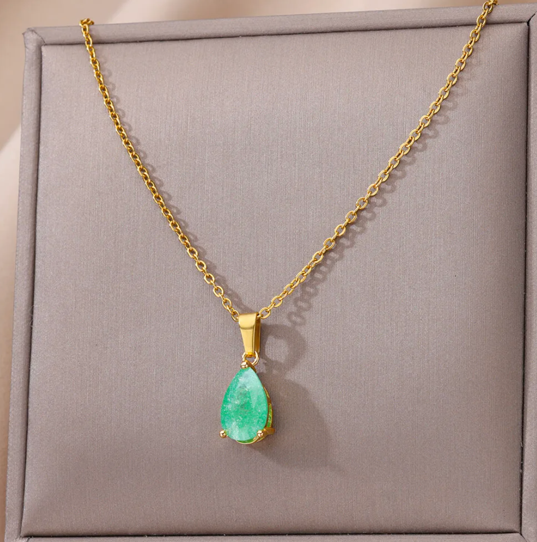 Gold-Plated Necklace with Aventurine and Zodiac Stone