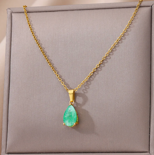 Gold-Plated Necklace with Aventurine and Zodiac Stone