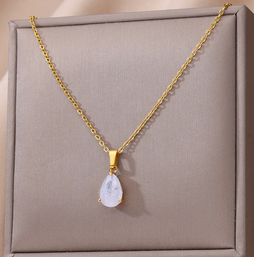 Gold-Plated Necklace with Crystal Quartz Zodiac Stone