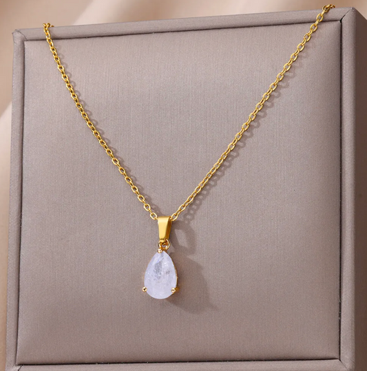 Gold-Plated Necklace with Crystal Quartz Zodiac Stone