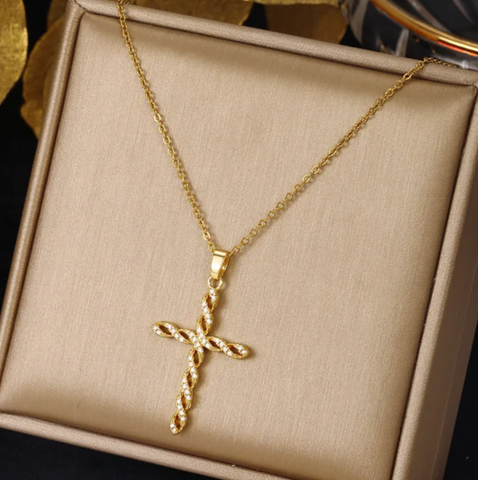 18-karat golden-plated necklace with interlocking cross