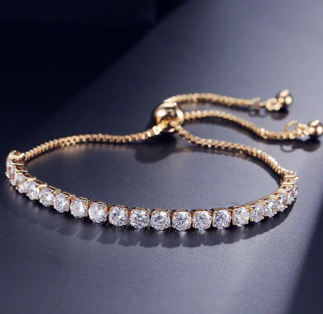 18-karat golden bracelet filled with strass